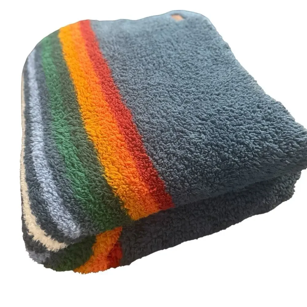PENDLETON Crater National Park SHERPA Blue Stripe Blanket Comforter 92x102 KING
